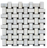 Calacatta Cressa (Asian Statuary) Basketweave with Black Marble honed HTC-1 sqft